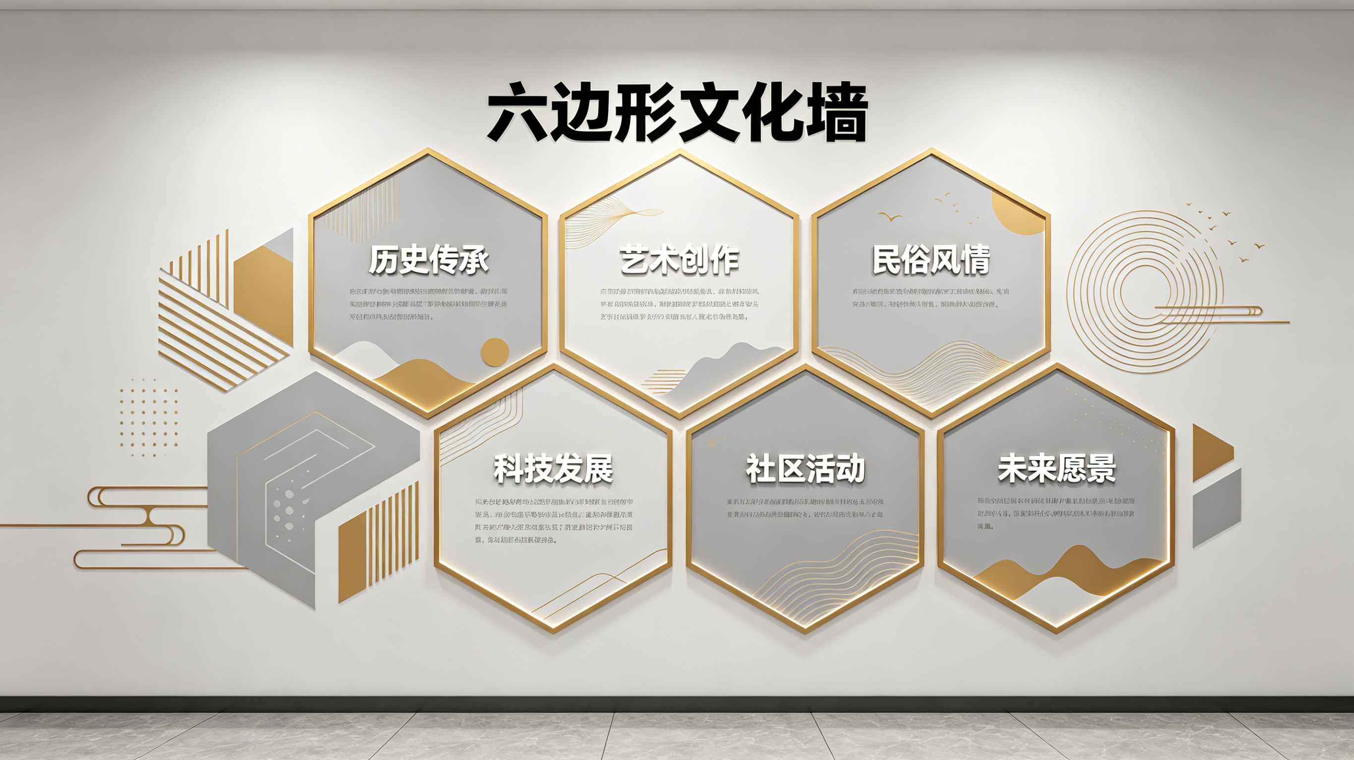 平和企业文化墙 | 六边形信息美学